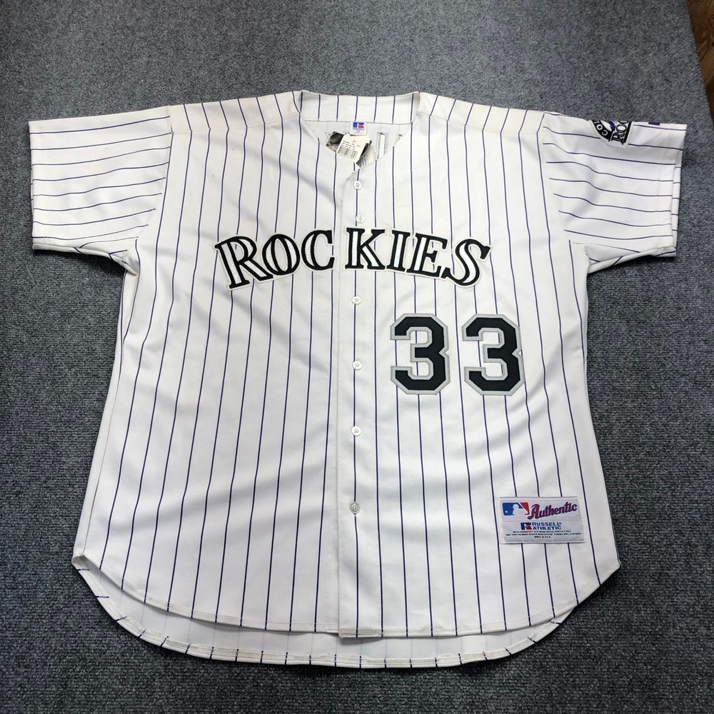 Russell Athletic Colorado Rockies Larry Walker 33 MLB Jersey Pinstripe Mens 52